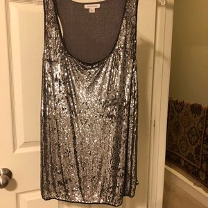 Boston Proper sequined silver/grey tank top SZ L